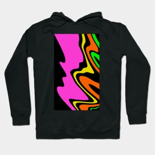 Abstract pattern in black, pink, orange, yellow and green. Flowing colors. Hoodie